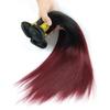 Brazilian Straight Hair Extension Ombre Burgundy Color Sew in Hairstyle for Black Women, 3 Bundles 300 Grams Pack (24 24 24 Inches) view 4