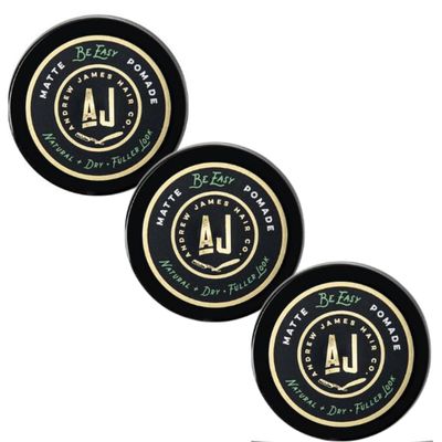 ANDREW JAMES Three Pack BE EASY Mini Matte Pomades 7 ML size Matte Pomade, Natural Finish, Strong Hold, Easy To Wash Out
