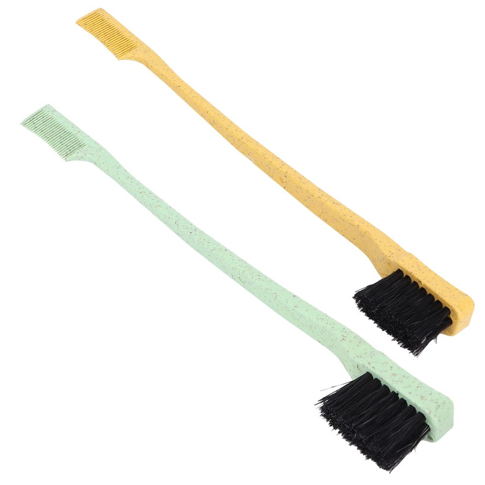 2 Pack Eyebrow Brush Wheatgrass Unique Dual Head Makeup Eyelash Eyebrow Brush Grooming Tool Portable Spool Brush Eyelash Extension (Green+Yellow)