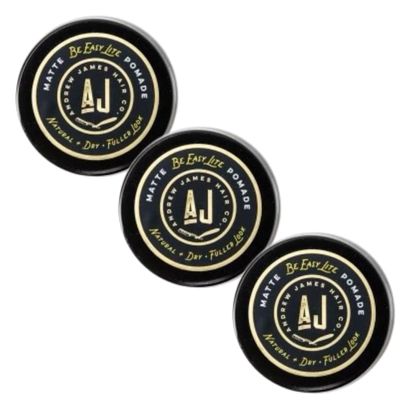 ANDREW JAMES Three Pack BE EASY Lite Mini Matte Pomades 7 ML size Matte Pomade, Natural Finish, Strong Hold, Easy To Wash Out