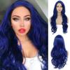 Tseses Blue Curly Wavy Long Wigs for Women Side Part Cosplay Halloween Soft Synthetic Fiber Hair Replacement Wig (Blue) view 1