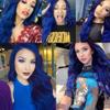 Tseses Blue Curly Wavy Long Wigs for Women Side Part Cosplay Halloween Soft Synthetic Fiber Hair Replacement Wig (Blue) view 2