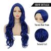 Tseses Blue Curly Wavy Long Wigs for Women Side Part Cosplay Halloween Soft Synthetic Fiber Hair Replacement Wig (Blue) view 3