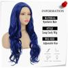 Tseses Blue Curly Wavy Long Wigs for Women Side Part Cosplay Halloween Soft Synthetic Fiber Hair Replacement Wig (Blue) view 4