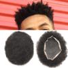 Afro Mens Toupee Full Swiss Lace Kinky Curly Toupee For Black Men African American Men All Lace Afro Wavy Male Prothesis Hair Replacement Systems 100% Brazilian Human Hair Man Balding Hairpieces (6MM TIGHT CURL, 1# JET BLACK) view 1
