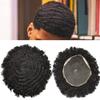 Afro Mens Toupee Full Swiss Lace Kinky Curly Toupee For Black Men African American Men All Lace Afro Wavy Male Prothesis Hair Replacement Systems 100% Brazilian Human Hair Man Balding Hairpieces(10MM AFRO WAVE, 1B# OFF BLACK) view 1