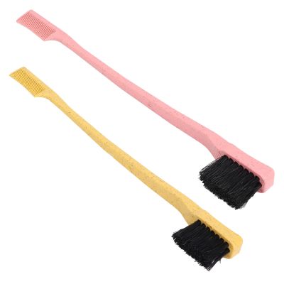 2 Pack Eyebrow Brush Wheatgrass Unique Dual Head Makeup Eyelash Eyebrow Brush Grooming Tool Portable Spool Brush Eyelash Extension (Yellow+Red)