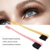 2 Pack Eyebrow Brush Wheatgrass Unique Dual Head Makeup Eyelash Eyebrow Brush Grooming Tool Portable Spool Brush Eyelash Extension (Yellow+Red) view 2
