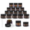 Glarks 40Pcs 5g 10g 20g Amber Glass Jars Round Containers with Black Lids and 10pcs Plastic Spatulas Kit for Makeup, Cream, Lotion, Sugar Scrubs, Eye Shadow, Slime, Paint, Jewelry view 1