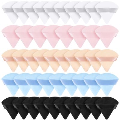 Suclain 48 Pcs Velour Triangle Powder Puff Soft Velour Makeup Puff for Face Powder Makeup Triangle Sponges for Wet and Dry Cosmetic Foundation Loose Mineral Body Tool(Bright Color)