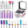 25Pcs Nail Drill Bits Set with Holder, 3/32 Inch Ceramic Tungsten Carbide Diamond Nail Drill Bit Cuticle Efile Remover for Home Salon Manicure Pedicure Acrylic Gel Polish view 1