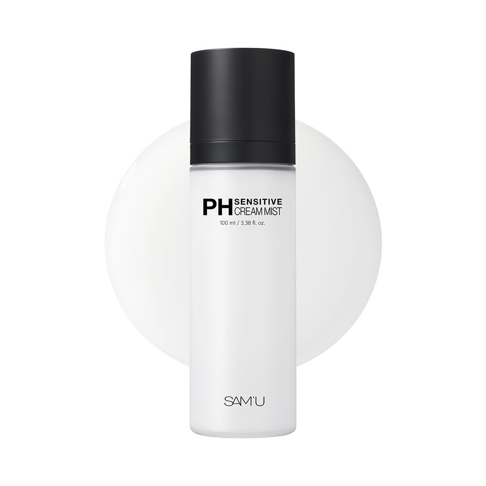 SAM'U PH Sensitive Cream Mist, Ceramide Face Mist, Hypoallergenic Facial Spray with Hyaluronic Acid & Centella, Hydrating & Quick Absorbing, Korean Skin Care for Dry & Sensitive Skin, 3.38 Fl. Oz