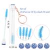 Mekupeu 20 Pcs Mascara Wand Tube Set Diamond Key Chain Tube Empty Mascara Brushes & Eyelash Spoolies Brush Makeup Tool Applicator (Deep blue) view 2
