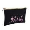 BOELRY Personalized Travel Makeup Bag, Canvas Cosmetic Zipper Pouch Bridesmaid Proposal Gift, Customized Bride Toilery Organizer Bag for Women (Black) view 1