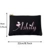 BOELRY Personalized Travel Makeup Bag, Canvas Cosmetic Zipper Pouch Bridesmaid Proposal Gift, Customized Bride Toilery Organizer Bag for Women (Black) view 3
