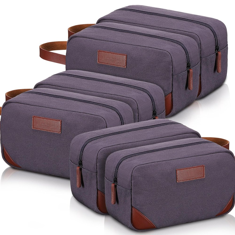 Eccliy 6 Set Groomsmen Gifts Men Toiletry Bags Men's Travel Shaving Kit Bathroom Bags Water Resistant Toiletry Case for Wedding Groomsman Proposal Gift Travel Accessories(Gray)