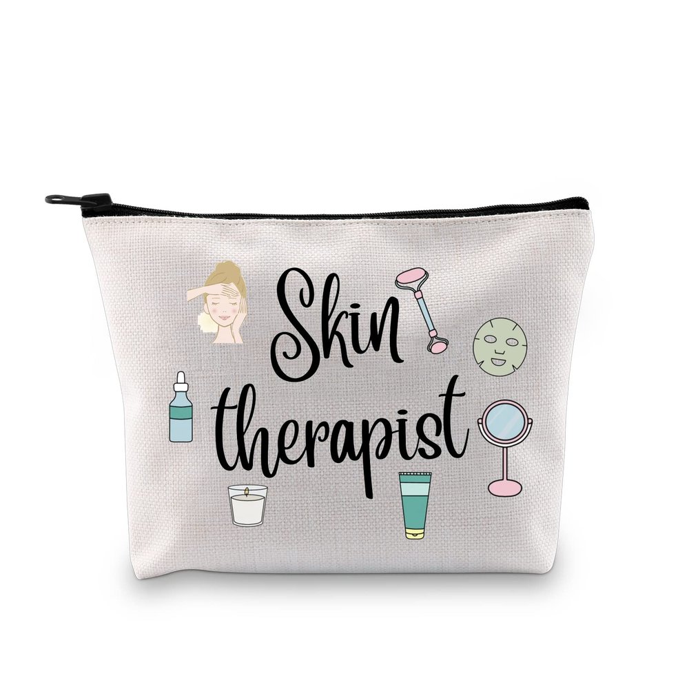 GJTIM Skin Therapist Gift Skin Specialist Gift Skin Care Technician Esthetician Makeup Zipper Pouch Therapist Appreciation Gift for Dermatologist (Skin Therapist Bag)