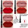 evpct 3Pcs Ruby Bright Dark Deep Red Lip Stain Lipstick with Lip Liner, Burgundy Red Matte Lip Liner and Liquid Lipstick Set for Women Long Lasting Waterproof 24, 24 Hours Lip Sitck Paint view 2