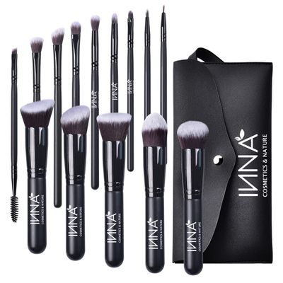 Inna Cosmetics & Nature - Makeup Brush Set 14 Pcs, Premium and Professional Make Brushes Kit with Storage Bag