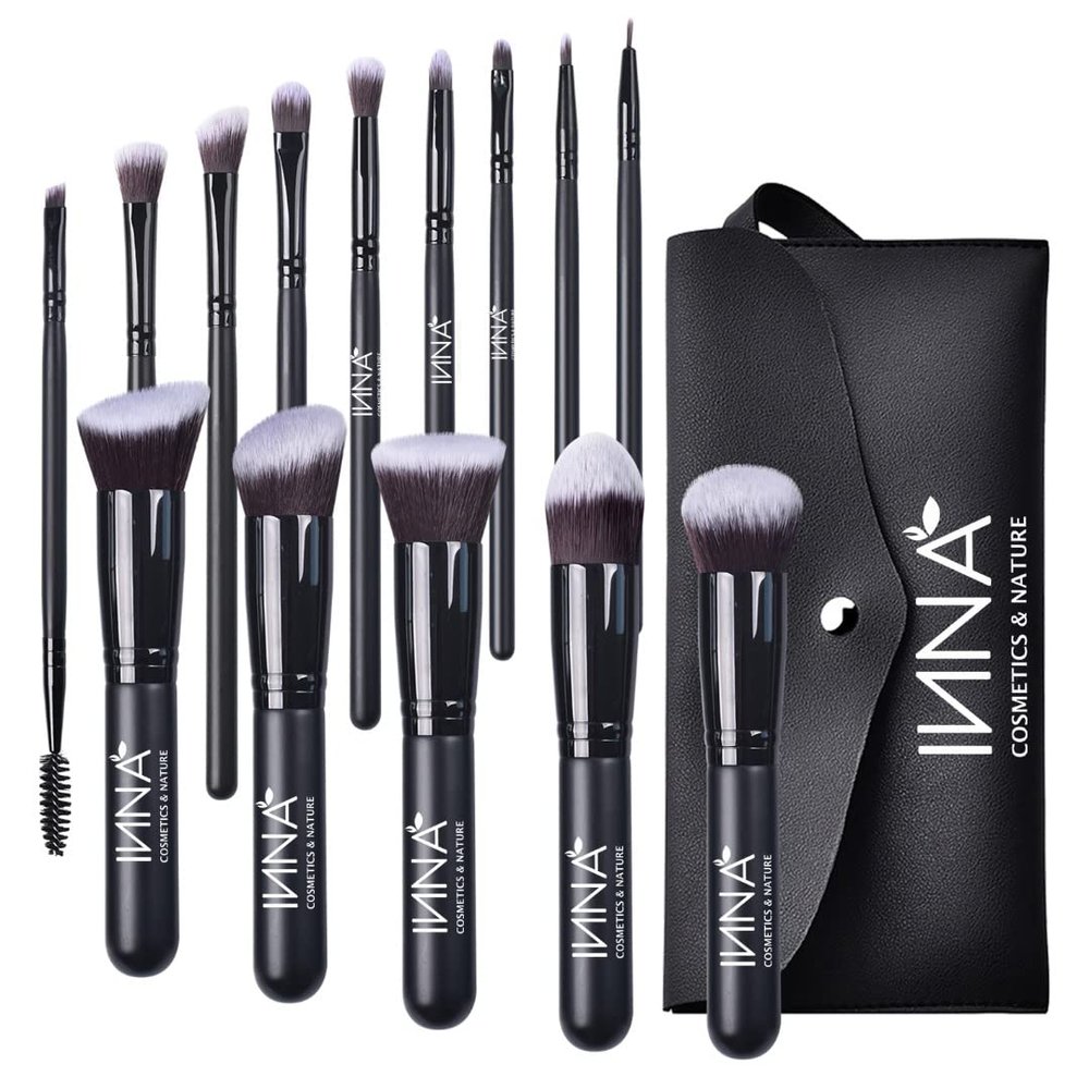 Inna Cosmetics & Nature - Makeup Brush Set 14 Pcs, Premium and Professional Make Brushes Kit with Storage Bag