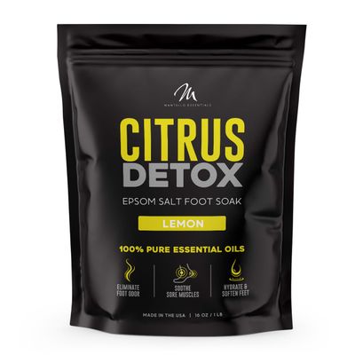 Mantello Citrus Detox Foot Soak - Foot Soaker for Foot Soaking Tub - Foot Soaking Salts to Soften Feet - Epsom Salt Foot Soak with Essential Oils - Pedicure Foot Soak with Lemon Oil, 1 lb. Bag
