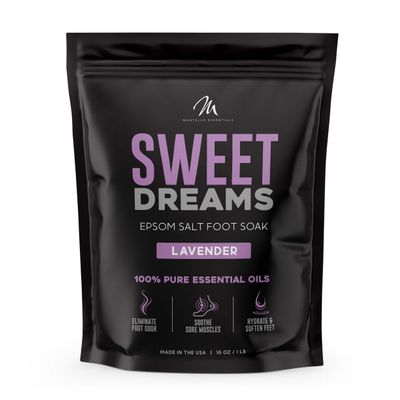 Mantello Lavender Sweet Dreams Pedicure Foot Soak - Foot Soaker for Foot Soaking Tub - Foot Soaking Salts to Soften and Soothe Feet - Epsom Salt Foot Soak with Essential Oils, 1 lb. Bag