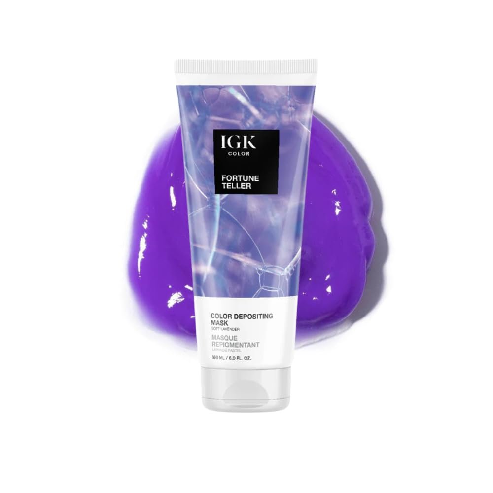 IGK Color Depositing Mask FORTUNE TELLER - Soft Lavender | Conditioning + Hydrate + Shine | Vegan + Cruelty Free | 6 Oz