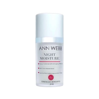 Ann Webb Night Moisture Lotion All Natural Night Moisturizer with Retinol for Face Firming Anti-Aging Wrinkle Cream for All Skin Types 0.5oz