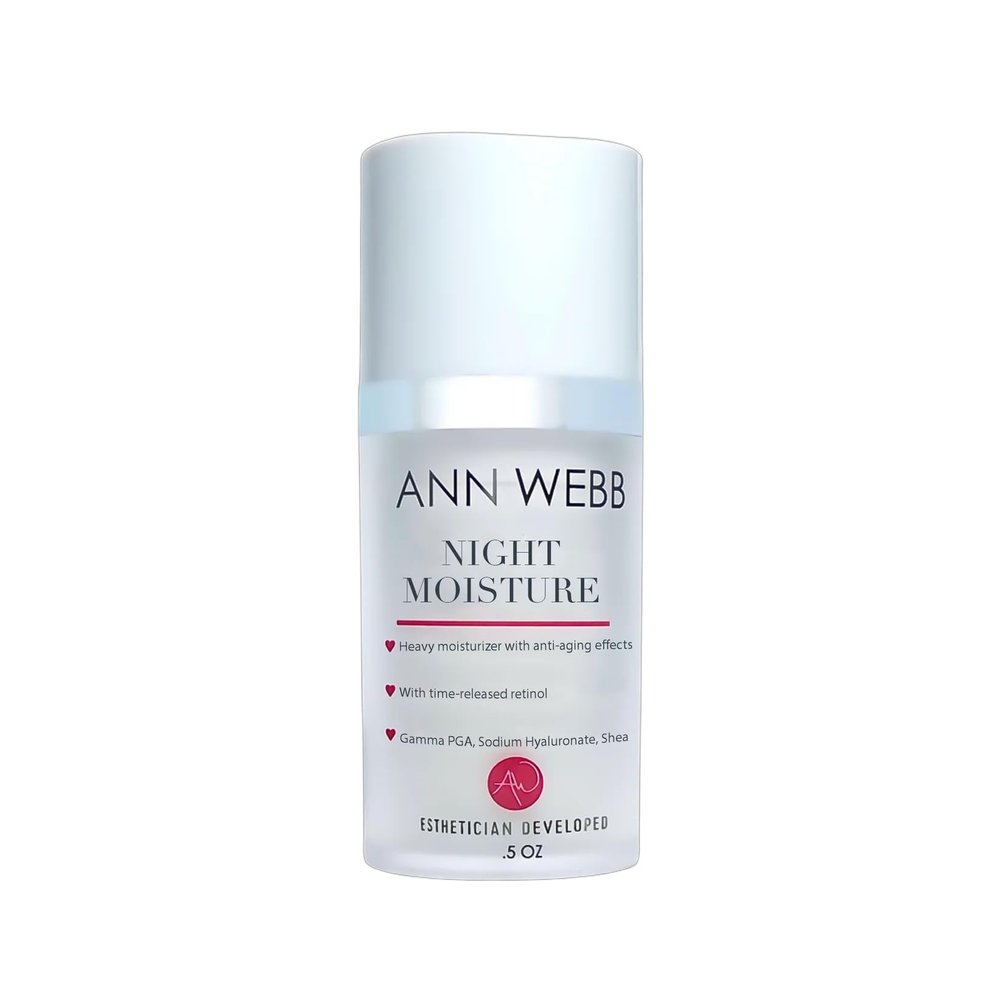 Ann Webb Night Moisture Lotion All Natural Night Moisturizer with Retinol for Face Firming Anti-Aging Wrinkle Cream for All Skin Types 0.5oz