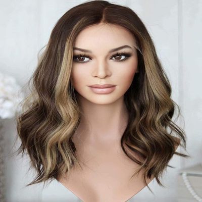 13X6 HD Transparent Lace Wigs Gorgeous Warm Brown with Beige Blonde Balayage 150% Moderate Density Curly Human Hair Wigs (22 Inch)