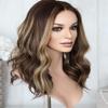 13X6 HD Transparent Lace Wigs Gorgeous Warm Brown with Beige Blonde Balayage 150% Moderate Density Curly Human Hair Wigs (22 Inch) view 2