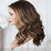 13X6 HD Transparent Lace Wigs Gorgeous Warm Brown with Beige Blonde Balayage 150% Moderate Density Curly Human Hair Wigs (22 Inch) view 3