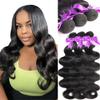 18 20 22 Inch Real Human Hair Bundles Body Wave 3 Bundles Unprocessed Natural Black Remy Body Wave Brazilian Virgin Cambodian Hair Wavy, 1b, No Tangle No Shedding, True to Length view 1
