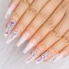 Artquee 24pcs Luxury 3D Press on Nails Long Ballerina Acrylic Fake Nail Art Glossy Coffin False Tips Manicure Stick for Women Decoration (French White Ombre) view 2