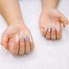 Artquee 24pcs Luxury 3D Press on Nails Long Ballerina Acrylic Fake Nail Art Glossy Coffin False Tips Manicure Stick for Women Decoration (French White Ombre) view 4