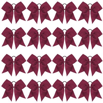 16PCS 8" Large Cheer Hair Bows Ponytail Holder Elastic Band Handmade for Cheerleading Teen Girls College Sports (Maroon, 1 Count (Pack of 16))