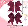 16PCS 8" Large Cheer Hair Bows Ponytail Holder Elastic Band Handmade for Cheerleading Teen Girls College Sports (Maroon, 1 Count (Pack of 16)) view 2