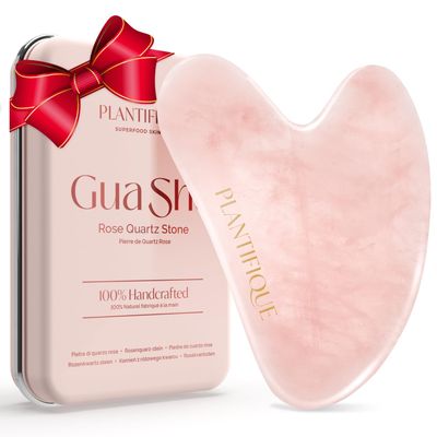 PLANTIFIQUE Rose Quartz Gua Sha Tool Anti-Aging Face Massager & Jawline Shaper for Skincare Routine Facial Massage & Skin Care Gift