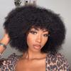 200% Density Afro Kinky Curly Bang Wigs Mongolian Human Hair Wigs For Black Women Natural Black Curly Bob Wigs Fringe Wig Glueless Machine Made Hair Replacement Unit Easy Wear Wig Brazilian Remy Hair view 3