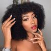 200% Density Afro Kinky Curly Bang Wigs Mongolian Human Hair Wigs For Black Women Natural Black Curly Bob Wigs Fringe Wig Glueless Machine Made Hair Replacement Unit Easy Wear Wig Brazilian Remy Hair view 4