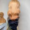 180% Density Pre Plucked Body Wave Human Hair Ombre Light Ash Blonde to Dark Blue Wig 22#/Dark Blue Lace Front Wigs Middle Part Lace Front Wigs Human Hair(20inch, Ombre Medium Blonde Dark Blue) view 3
