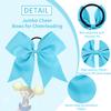 16PCS 8" Large Cheer Hair Bows Ponytail Holder Elastic Band Handmade for Cheerleading Teen Girls College Sports (Sky Blue, 1 Count (Pack of 16)) view 3