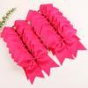 16PCS 8" Large Cheer Hair Bows Ponytail Holder Elastic Band Handmade for Cheerleading Teen Girls College Sports (Dark Rose, 1 Count (Pack of 16)) view 4