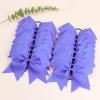 16PCS 8" Large Cheer Hair Bows Ponytail Holder Elastic Band Handmade for Cheerleading Teen Girls College Sports (16 Pcs) (Light Purple) view 4
