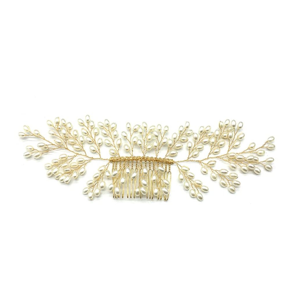 Uonlytech Handmade Hair Comb for Wedding Elegant Bridal Headdress Golden Wedding Hair Accessories for Women for Brides and Special Occasions