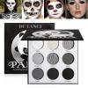 Afflano DL Gray Eyeshadow Palette Grey Black White Silver, Blendable Smokey Eye Eyeshadow for SFX Skull Goth Look Halloween Makeup Palette, Long Lasting Dark Eye Shadow Pallet - Panda view 1