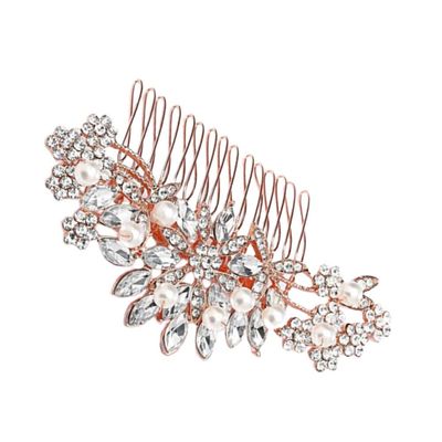 Uonlytech 1pc Elegant Bridal Hair Comb Delicate Rhinestone and Accents Wedding Hair Accessory for Brides and Bridesmaids Rose Gold