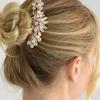 Uonlytech 1pc Elegant Bridal Hair Comb Delicate Rhinestone and Accents Wedding Hair Accessory for Brides and Bridesmaids Rose Gold view 3
