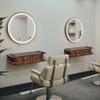 BarberPub Locking Wall Mount Styling Barber Station with Mirror Beauty Spa Salon Furniture,6154-5012-mirror (Brown) view 2