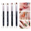 French Nail Brush, YIHUALE 2 Way French Gel Acrylic Nail Art Kolinsky Brush With Dotting Tool for Professional Manicure Cuticle Clean Up Nail Art Design- White And Black (16#, Black and White) view 2